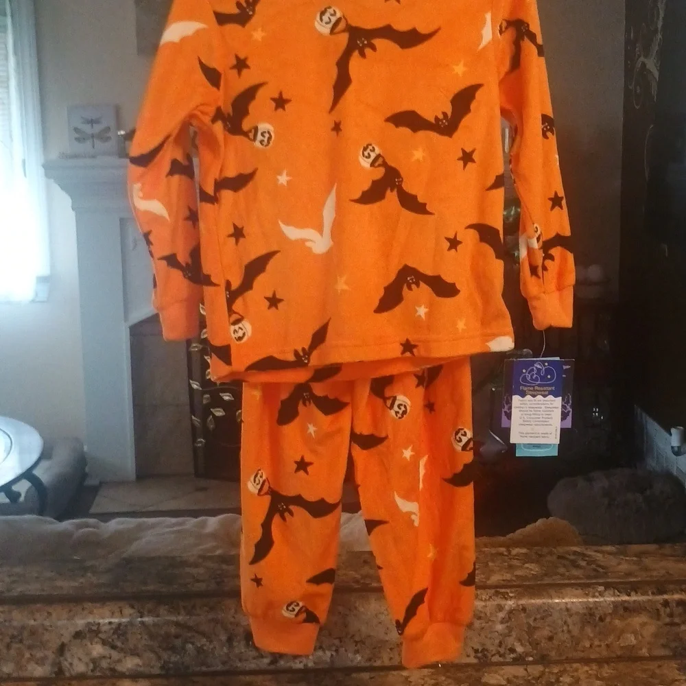 Carter's Orange and Black Halloween Pants And Shirt Two-piece PJs New